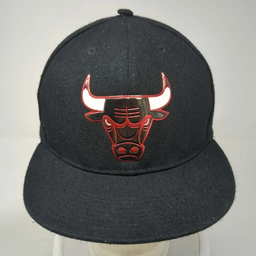 Ultra Game Chicago Bulls NBA Snapback Hat Black One Size Red White Flat Brim